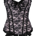 Corset Pink Roses Ribbon Halter Top size Large Photo 0