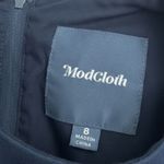 Modcloth Something Sixties Cotton Linen Dress Navy Blue Wood Buttons Size 8 Photo 5