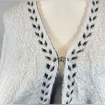 Calligraphie cloud soft white and black fluffy cardigan sweater size L/XL NWT Photo 1