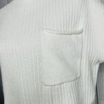 Entro Ribbed Short Sleeve Pocket Sweater White Womens Sz L Mock Neck Photo 3