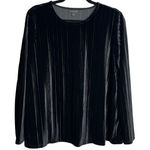 J.Jill ‎ Wearever Collection Ribbed Velvet Top XSP Black Long Sleeve Boxy Classic Photo 0