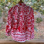 ZARA  Women's Red And White Printed Long Sleeve Shirt Size S Photo 3