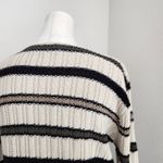 American Vintage Vintage Reba Rose 90s Ribbed Knit Cream Striped Sweater Long Sleeve Neutral M Photo 7