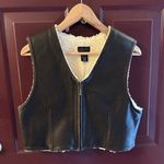 The Limited Vintage Leather Sherpa Lined Zip Up Vest in Brown Size Small Photo 0