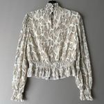 Lucy Paris ‎ sz S tan animal print victorian collar blouse NWOT Photo 6