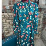 Handmade shirt dress kitten bow floral teal green white peach bespoke Photo 10