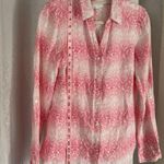 Charter Club  WOMEN’S PINK PAISLY LINEN BUTTON UP SHIRT SZ: S Photo 2