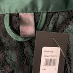 Frederick's of Hollywood Erina Satin Robe S Forest Green Lace Back Tie Belt NEW Photo 5