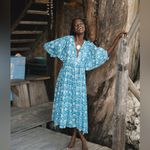 Daughters of India Kyra Maxi Dress in Ocean Blue Boho Prairie Size Medium Photo 3