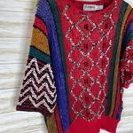 Vintage Rainbow Color Open Knit Half Sleeve Sweater Tee Size M Photo 1
