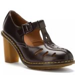 Dr. Martens  Arianna Brown Leather Cut Out T-Bar Heeled Sandals Women's Size 10‎ Photo 1