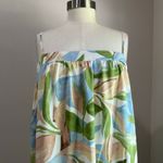 Girl and The Sun St Tropez Leaf Print Tiered Hem Midi Dress Size XL Blue Photo 9