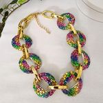 Chunky Colorful Acrylic Chain Link Necklace Gold Photo 1