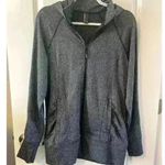 Mondetta  Women's Hooded Jacket Pockets Thumbholes Black/Gray Herringbone Size M Photo 0