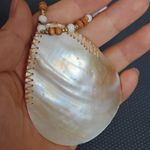 Free People  Elegant Shell Pendant Necklace with Beaded Chain Photo 3