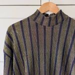 ZARA  Trafaluc Gold Metallic Stripe Crinkle Knit Mock Neck Blouse Top, sz. S Photo 5