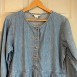 Lands' End Women's 14 Vintage Light Blue Denim 100% Cotton Knee Length Dress Photo 1