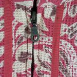 Coldwater Creek  Red Paisley Zip Jacket Cotton Boho Floral Textured Women's L Photo 2