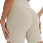 High Waist Biker Shorts Tan Photo 0