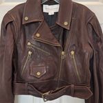 Veronica Beard NWT Marea Leather Moto Jacket in Brown Size 2 Photo 7
