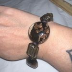 Vintage Large Lamp Work‎ Bead Bracelet Brown Photo 1
