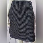 Ann Taylor Cotton Knit Short Straight Lined Skirt Button BLK/WH Side Zip SASSY Photo 9