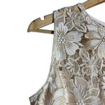 Shoshanna  Ivory Gold Sleeveless Floral Lace Midi Cocktail Dress Size 10 Photo 5
