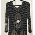 Fabrice Style Vintage Black Silk Beaded Flapper Dress Size 4 Photo 3