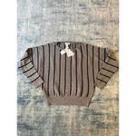 Carmen Marc Valvo NWT! Gray Ribbed Knit Black Stripe Dolman Sleeve Sweater M Photo 4