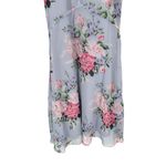 Velvi Cali Maxi Dress in Blue Floral size Small Lace Up Sleeveless Slit Ruffle Photo 8