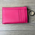 Kate Spade Pink Quilted Slim Wallet ID Card Case Zip Key Ring Keyfob Gold Chain Photo 1