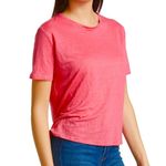 Majestic Filatures Women's Linen/Elastane Short Sleeve Crewneck Pink Tee Photo 10