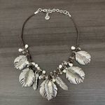 Vera Bradley Silver Leaves Statement Necklace Photo 0