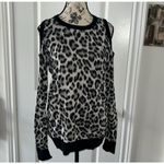 Michael Kors XS long sleeve black gray white animal print cold shoulder sweater Photo 2