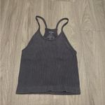 Women's Charcoal Ribbed Tank Top Gray Size L Photo 0