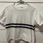 Brandy Melville White & Navy Blue Stripe Tee Photo 1