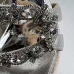 Badgley Mischka  Crystal Espadrille Wedge Platform Sandals Silver Leather Size 5 Photo 12