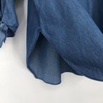 1.4.3. Story by Line Up 143 Story Chambray Off The Shoulder Top Side Slits 3/4 Tie Sleeves Blue Size S Photo 3