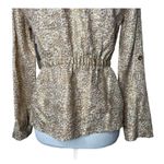Charter Club Leopard Print Jacket Size S P Metallic Gold 100% Linen Top NEW Photo 9