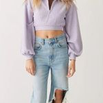 BDG New Leaf Quarter-Zip Cropped Sweatshirt NWT Size M - Lavender Photo 3