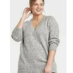 A New Day Womens Grey V-Neck Sweater Medium Acrylic Blend 3/4 Sleeve NWT Photo 0