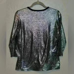 Rebecca Malone  Women's 3/4‎ Sleeve Top Shirt Black Silver Size Small Photo 3