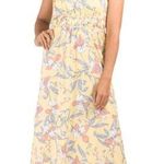 Japna Yellow Floral Print V Neck Maxi Dress NWT Photo 0