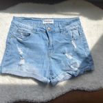 ENJEAN Denim Co. Ripped Distressed‎ Cuffed Hem Light Wash Jean Shorts Blue Size 29 Photo 4