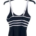 Womens Swimsuit Small One Piece Black with White Stripes Minimalist Classic Photo 1