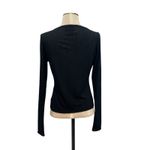 Reformation  Emery Knit Top Long Sleeve V-Neckline Sheer Black Size Medium Photo 5