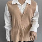 Vintage Chelsea & Theodore Tie Sweater Vest Tan Size M Photo 3