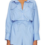 Faithfull the Brand NWT Isole Playsuit Women’s Small Mid Blue Cotton Resort Chic Photo 0