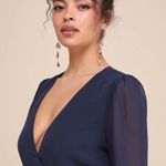 Lulus NWOT  My Whole Heart Dark Navy Blue Long Sleeve Wrap Dress Maxi Size 1X Photo 1