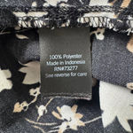 Vera Wang Simply Vera  Black Floral Print High Low Tab Sleeve Collared Blouse Photo 8